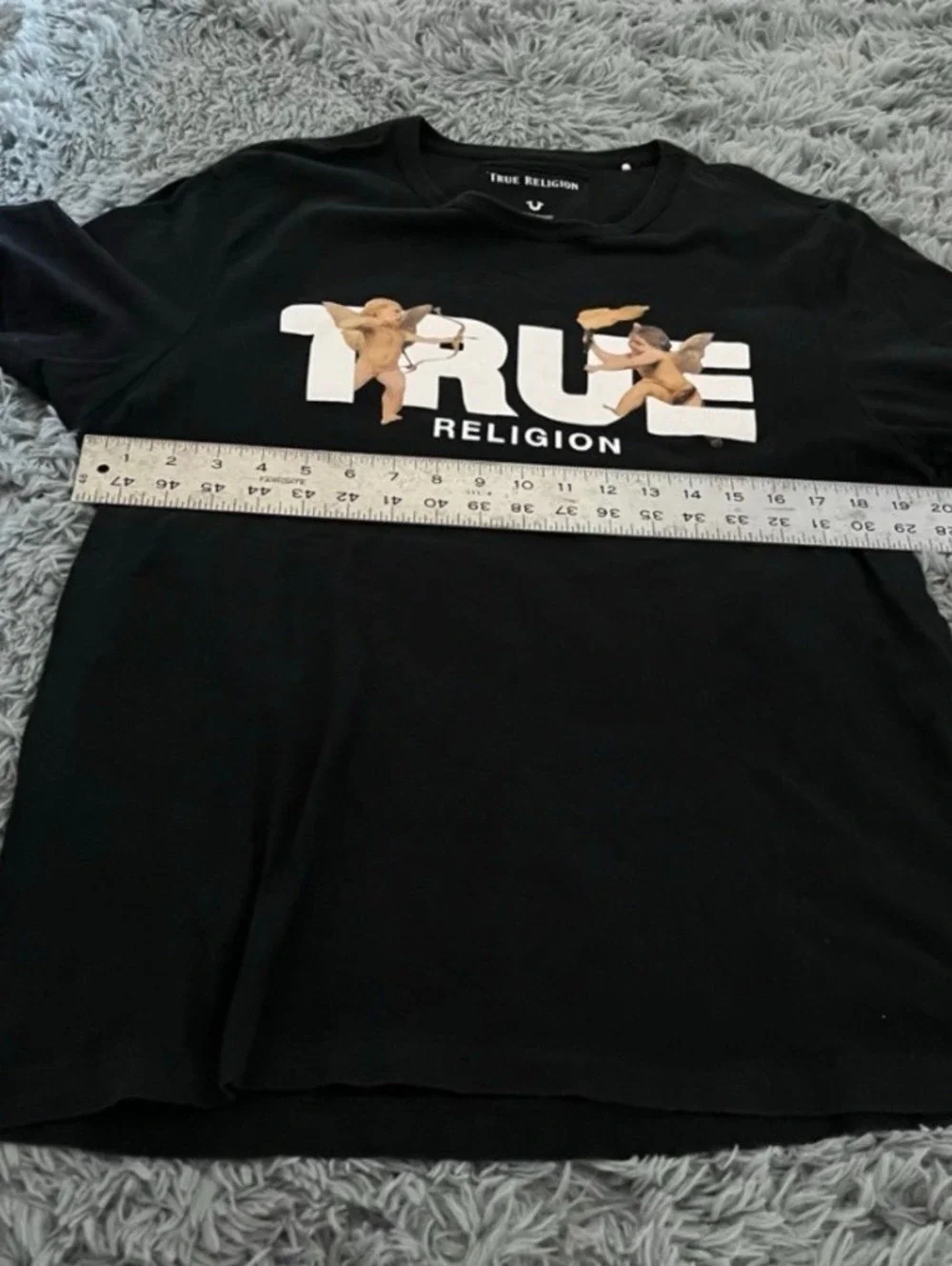 True Religion Angel Cherub Black T-Shirt Men’s Large Y2K Streetwear